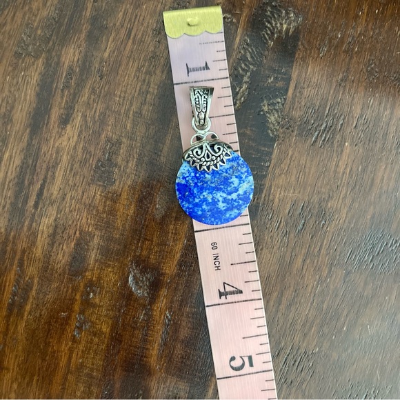 Gemstone Lapis Lazuli Blue Pendant Sterling Silver with Necklace Clip Large 2” - Picture 4 of 7